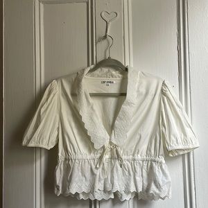 Reformation White Cotton / Paisley Top